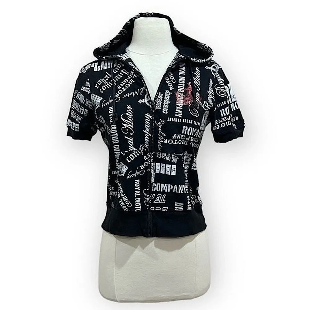 Feathers Royal Motor Company Short Sleeve Full Zip Hoodie Medium - Picture 2 of 16